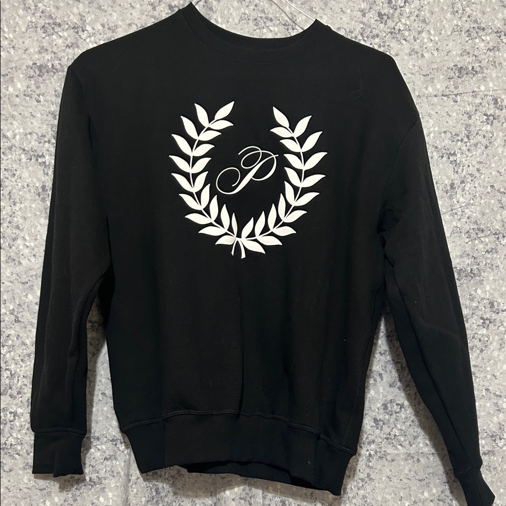 PINK Victoria's Secret Black Crewneck Sweater with White Laurel